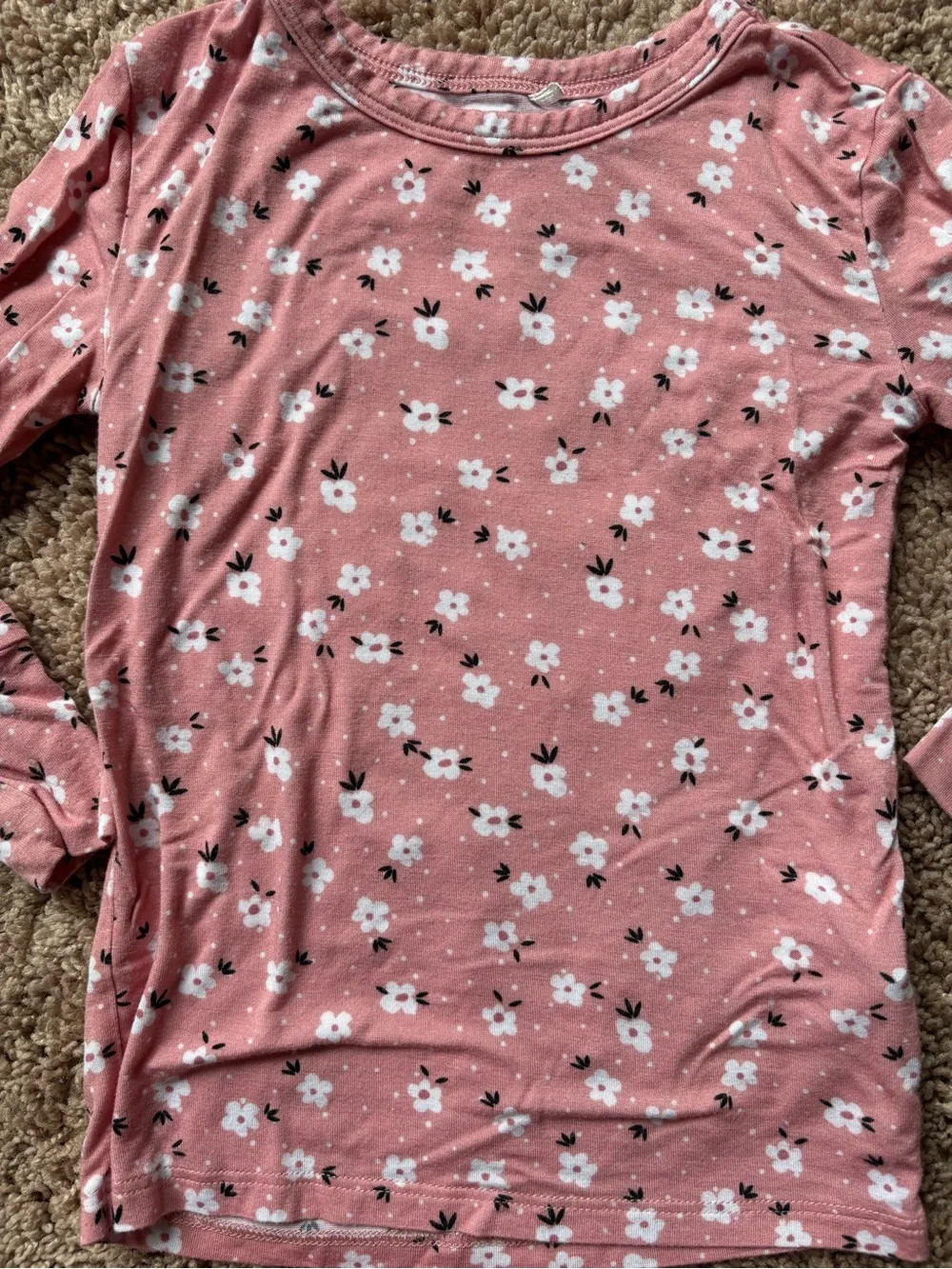 3T-4T Pink Floral Long-Sleeve Pajama Set: Posh Peanut